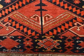 Gorgeous Probably Middle Amu Derya Region Ersari with fuchisine Silk Highlights. 19th century Beautiful Mostly full pile wool. Stuning Patern. Some Spots of old Glue on backside ends. size is appox 170  ...
