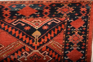 Gorgeous Probably Middle Amu Derya Region Ersari with fuchisine Silk Highlights. 19th century Beautiful Mostly full pile wool. Stuning Patern. Some Spots of old Glue on backside ends. size is appox 170  ...