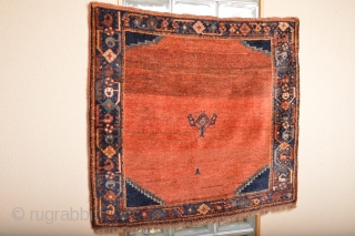 Fabulous Antique Fars Area Sofreh or small rug .
100% Natural Colors and soft lustrous wool ,washed and cleaned,
Ready to display on your beautiful wall..
size 89 x 82 centimeters.     