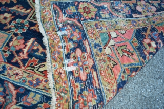 This lovely little rug from Heriz in north west persia was made in the first quarter from the 20 century circa 1900-1920.Good pile some low spots. not worn.Good natural colors. Rare in  ...