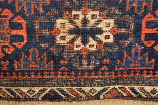 Gorgeous, Early and  Colorful Baluch Bagface with Bow and Arrow border.
size 74 x 70 cm it is as found.. but washed by hand  and secured ends. Ready to display on  ...