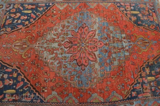 Gorgeous 19TH century Garus/Kurdish Bidjar. All Natural colors 100% wool. ends are secured. size approximately 210 x 146 centimeters. low pile some small spots of wear see pictures. Its heavy and decorative  ...