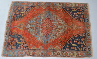 Gorgeous 19TH century Garus/Kurdish Bidjar. All Natural colors 100% wool. ends are secured. size approximately 210 x 146 centimeters. low pile some small spots of wear see pictures. Its heavy and decorative  ...