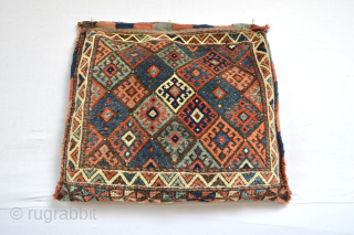 Beautiful Antique Senjabi / Jaff Kurd bag filled as a cushion size about 65 x 65 cm 
Good pile with all natural colours… as found and is      