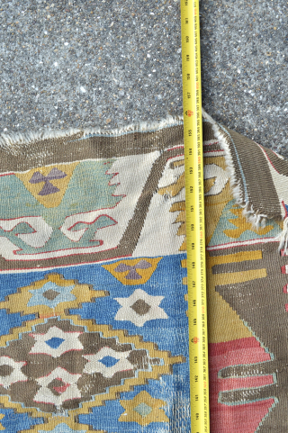 Music for the eyes colours of a central Anatolian Kilim fragment 
first half 19th century as found as is great sized fragment about 390 x 90 cm 
     