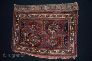 Colorful Antique Afshar Bagface end 19th century all Natural colors and Rare Memling patern Size 78 x 63 aprox 2.55 x 2.06 feet
          