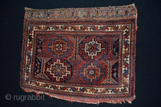 Colorful Antique Afshar Bagface end 19th century all Natural colors and Rare Memling patern Size 78 x 63 aprox 2.55 x 2.06 feet
          