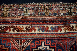 Colorful Antique Afshar Bagface end 19th century all Natural colors and Rare Memling patern Size 78 x 63 aprox 2.55 x 2.06 feet
          