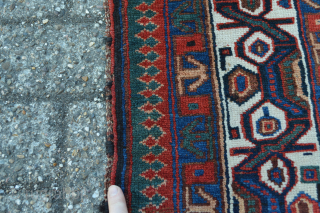 Beautiful Antique Veramin region rug with great design and border pattern.. as is as found                  