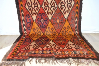 Beautiful Antique Tent Sleeping Rug  ( Julkury ) thick Glossy Wool with 
4 panels end 19th century or  circa 1900's           