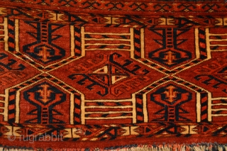 Rare Type of Kejebe Patern from probably Kizilayak turkoman Tribe
Beautiful soft wool and colors
few place minor old mothbites Cleaned and washed
size aprox 126 x 34 centimeters       