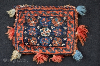 Dimutive Full Pile Rare Probaly Luri Chanteh circa 1900
size 22 x 17 centimeters Natural colors the tassels are from later period.
            
