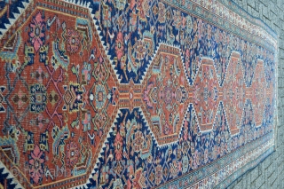 Very Nice and Decorative Antique Kurdish Bidjar. 420 x 118 cm .Slightly wear.100% Wool warp,weft, and knots. Heavy and Good qualty wool.           