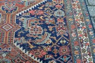 Very Nice and Decorative Antique Kurdish Bidjar. 420 x 118 cm .Slightly wear.100% Wool warp,weft, and knots. Heavy and Good qualty wool.           