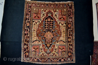 Beautiful Antique  Serapi/Heriz area Rug
Rare small size approximately 150 x 170 cm
Washed and Cleaned Full Pile Soft silky wool and Beautiful Serapi/Heriz Colors. Ready for use or to display..   