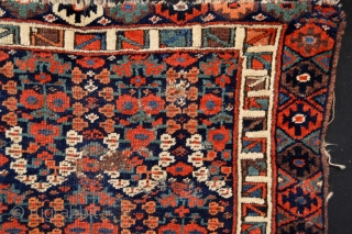 Beautiful 1870's Large Antique Kurdish Bagface fragment as found with Rare patern and All Good Saturated Natural Colors
size 106 x 70 centimeters           