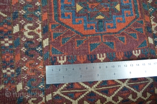Beautiful strong saturated squarish mid 19th century Tekke turkoman with very actractive mainborder, great/ big ornaments with stunning paterns
size 245 x 214 centimeters          