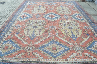 Wonderful and rare oversized West Anatolian wool on wool foundation antique rug made around 1890-1910 period 
Some spots of wear and slightly wear area due his age complete untouched condition Beautiful colours  ...