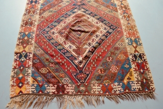 A music for the eyes Anatolian Antique Kilim made from two compotents
Very decorative and ready to use...                