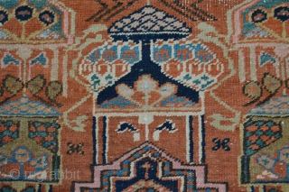 Very Rare or Unique Piece of small Heriz/ Serapi area rug  circa 1900's All Vegy colors few low spots as found top end are original low end are  secured.. finely  ...