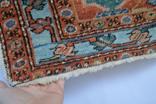 Very Rare or Unique Piece of small Heriz/ Serapi area rug  circa 1900's All Vegy colors few low spots as found top end are original low end are  secured.. finely  ...