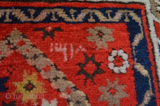 Gorgeous dated  1901 east anatolian kurdish prayer Full pile with a hole as shown 
                 