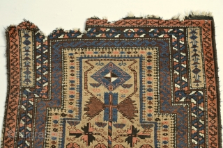 With dog bite beautiful patterned still collectible antique baluch prayer rug                      