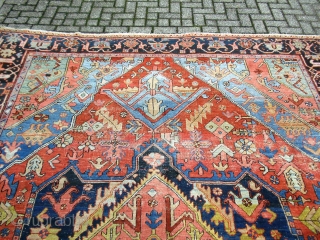 Very Colorful Heriz area Antique rug with incredible drawn.Good vegetable colors and size 400 x 285 cm .
               