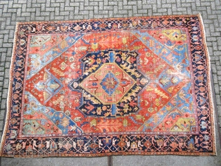 Very Colorful Heriz area Antique rug with incredible drawn.Good vegetable colors and size 400 x 285 cm .
               