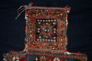 Colorful 19th century Small Afshar Saltbag ( namakhdan ).... All natural colors approx size 39x30 x Neck 20 cm              