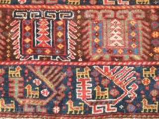 Rare antique Qasqai Confederacy bagfront. Unusual drawnig for this area. Just washed and ready for collection. size 81 x 63 cm. Fair priced          