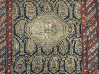 Beautyfull Antique Shirvan from the end of 19 th century.
Evenly low pile some places worn. but still good for decoration.
The colors are 100% natural dyed. Good Drawning and colors.
Size 143 x 99  ...