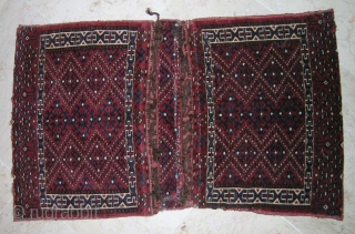 Yamoot wool on wool base knotted bag
size,52cmx91cm,all natural colors circa 1850-1900
Cut in two parts but no any loses
a very few worn out at face top side
kilim part got minor damages with two  ...