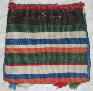 Bag from Central Of Persia
A cute Ghashghai Piled single bag,size 20cmx18cm Circa mid 1900
mint condition wool On wool base. 
A minor spoil at narrow white color line easily will remove.   