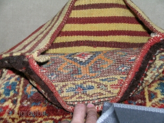 Small Complete Bag
North West Iran shahsavan tribal
wool on wool
size,43cmx33cm
all original sides
all natural colors
full pile on shinny wool
circa 1920               