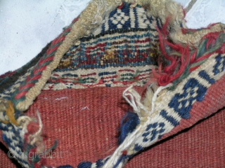 small bag with mixed neddle work,carpet knotted on kilim base,size 027cmx026cm circa 1900 wool on wool,all natural colors no any restoration or damages.
origin Cetral of Persia at Fars province.    