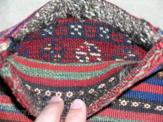 Central Of Iran
Chahar-Mahal Bakhriari Province
lori Tribal
Small knotted Bag
Wool On wool Foundation
Circa,1920
Size,0.25cmx0.26cm
                      