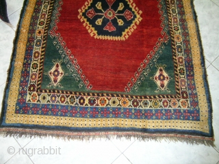 Persian Gabeh Ghashghai Origin Turk tribal
 At full pile in mint condition,wool on wool&cotton base 
in heavy weight By soft natural shiny wool.
Size,170cm X 125cm. Circa 1900
      