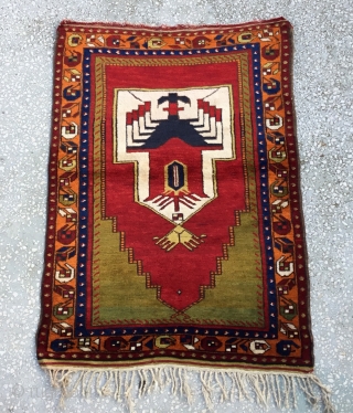 Unusual Anatolian yoruk prayer Rug Size:126x90Cm Circa 19th                         