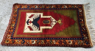 Unusual Anatolian yoruk prayer Rug Size:126x90Cm Circa 19th                         