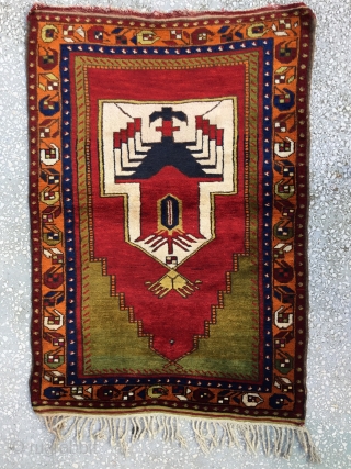 Unusual Anatolian yoruk prayer Rug Size:126x90Cm Circa 19th                         