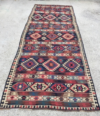 Caucasian Kilim 19th Century Size:427x156cm / 14”x5’1”                          