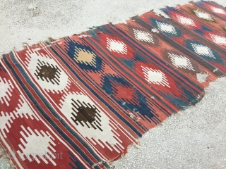 18th Century Anatolian (Sivas)Kilim 
Size:13’’5”x5” / 411x157 cm                         