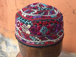 Cross stitched Hat from CentralAsia 54 cm  circumtance                        