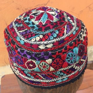 Cross stitched Hat from CentralAsia 54 cm  circumtance                        