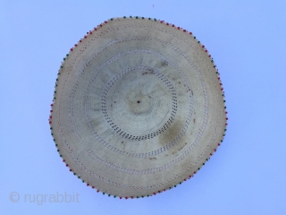 Syrian Durzi beaded hat. Glass beads on cotton.                         