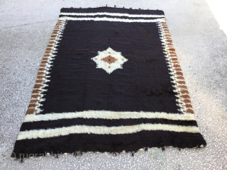Siirt Blanket-Southeast Anatolia-early 20th century-Angora goat hair on cotton string warps-excellent condition Size:198x133cm / 6’6”x4’4”                  