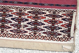 19th century Tekke  Ak chuval
size:127x82cm
          4'2"x2'8"                 