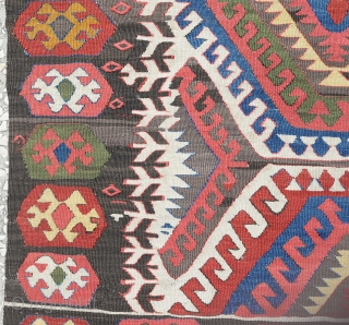 19th century Anatolian Konya kilim with beautiful colours from natural dyes,Size:347x167cm
 11'4"x5'7"                     