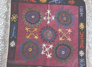 a beautiful Old Silk  and Cotton Suzani Embroidered-Size:75x75Cm                        